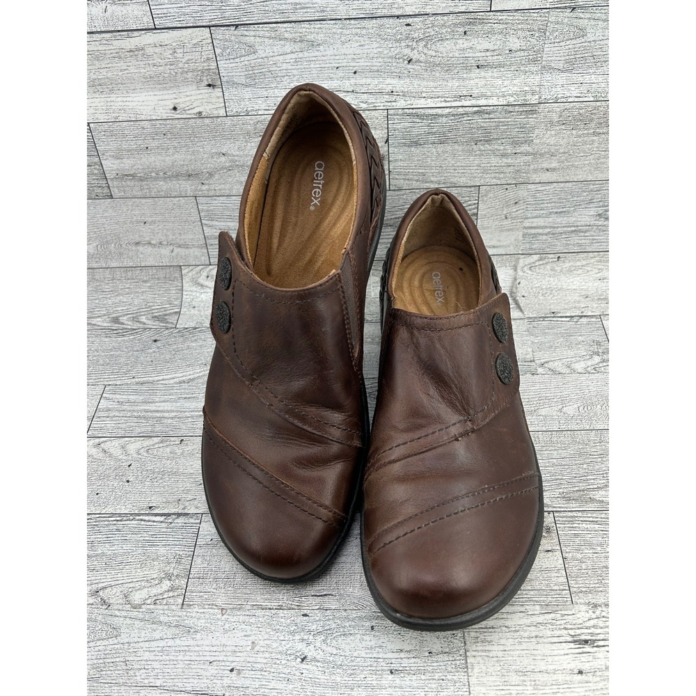 Aetrex Dana DM502 Brown Leather Comfort Loafers Women Size 8.5 Slip On Shoes